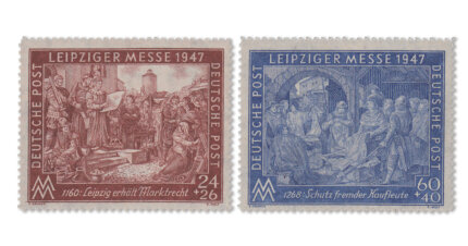 Messe 1947 in Linien-Zähnung 13 (Mi. Nr. 941-42 I A)